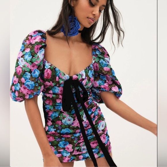 For Love & Lemons Floral Marley Mini Dress - Size Small - Picture 2 of 9